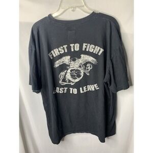 Mens XXL First To Fight Last To Leave Freedom‎ Flag Soldier Tshirt